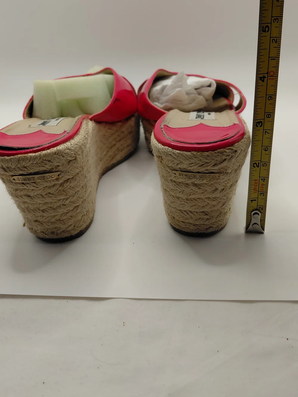 Jimmy Choo Pink Paisley/ Prima Patent Leather Espadrille Wedge Slide Sandals 41